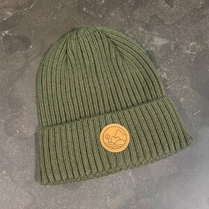 Pachamama Green Ribbed Knit Beanie with Mountain Patch- NWOT